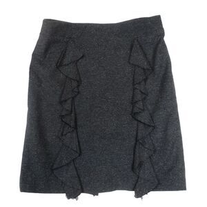 Julian Chang Skirt Womens L/XL Black Ruffled A‎ Line Above Knee Side Zip